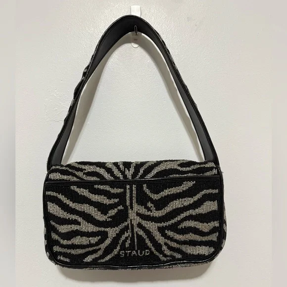 Staud Tommy Beaded Zebra Shoulder Bag - Picture 8 of 16